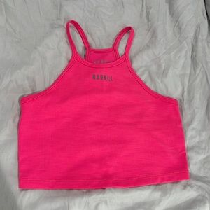 HALTER CROP TANK (NEON RIBBED)